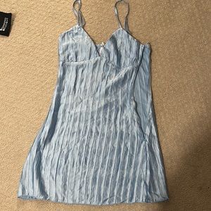 Never worn blue satin textured mini hoco dress